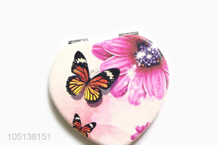 Wholesale new style heart shape makeup mirror double sided mirror