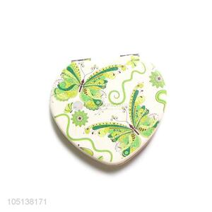 Customized wholesale heart shape double sided pocket mirror