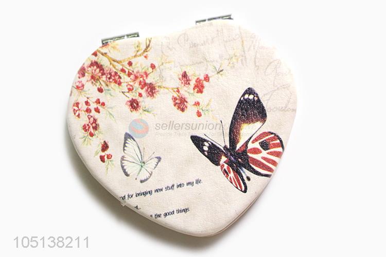 High sales heart shape double sided pocket mirror