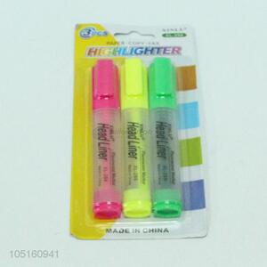 3Pcs/Set Three Colors Hook Pen Highlighter Pen Color Mark Pen