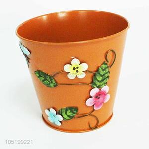 Excellent design 3D flower iron storage bucket iron art