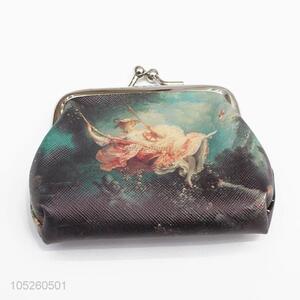 Cute PU Leather Beautiful Girl Pattern Coin Purse Wallet Bag