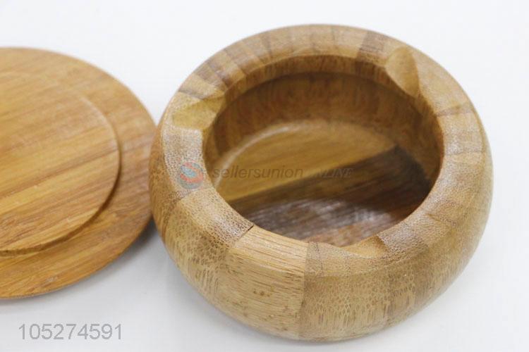 Nice Design Cheap Round Shaped Eco Bamboo Ashtray with Lid