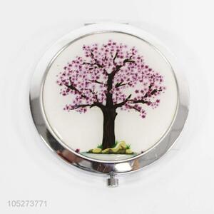 Good quality tree printing double sided folding pocket mirror