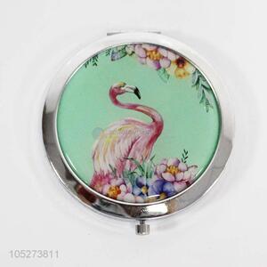 Exquisite flamingo printed double sided folding cosmetic mirror