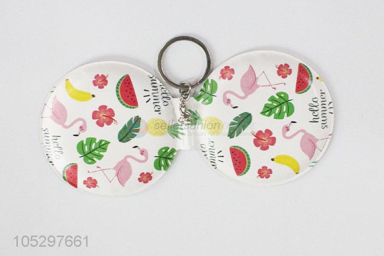 Factory sales women printed pu cover cosmetic travel mirror