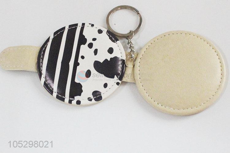 Top sale women printed pu cover cosmetic travel mirror