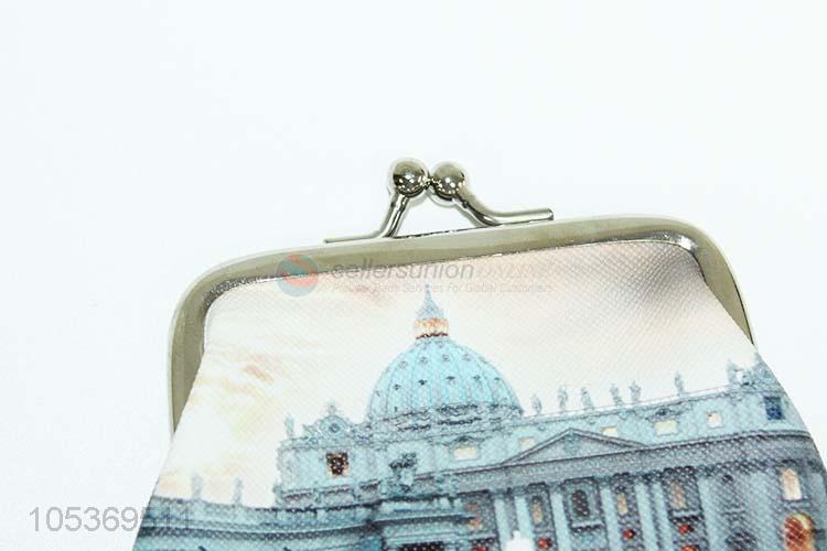 Hot Sale Portable Famous Building Pu Lather Coin Purse Wallet