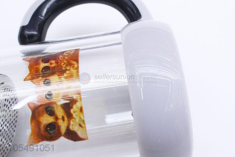 Factory sales cat shape glass water bottle with tea filter