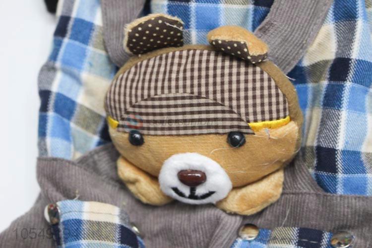 Cute Design Add Wool Plaid Shirt Suspender Trousers Pet Clothes