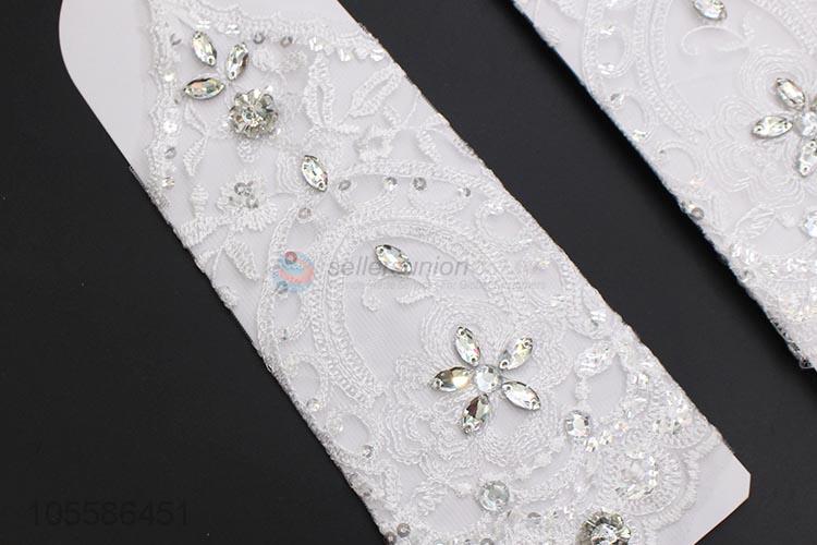 Cheap Price Rhinestone Bride Wedding Gloves