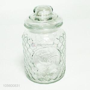 High sale transparent clear textured glass sealed jar for cookies