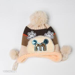 Best Selling Cartoon Knitted Earmuffs Hat For Litter Boy