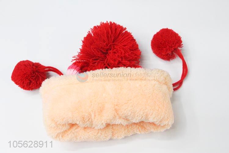 High Quality Kids Knitted Earmuffs Hat With Pompon Ball