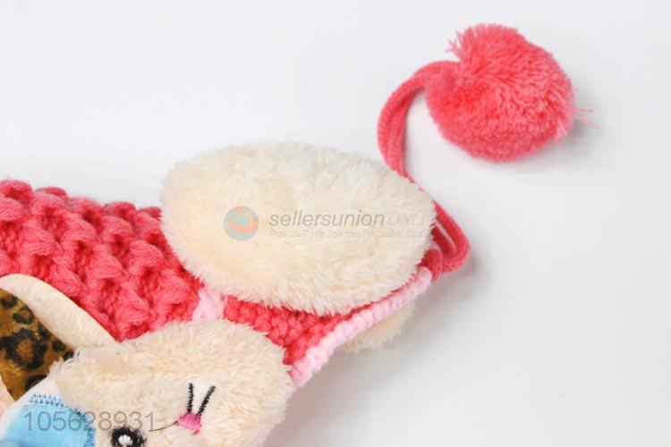 Best Price Cartoon Knitted Earmuffs Hat For Litter Girls