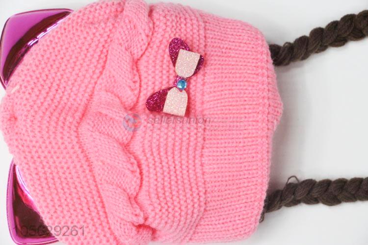 Custom Winter Warm Hat Knitted Beanie Cap For Baby Girls