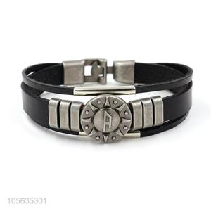 High quality retro styles handmade mens leather bracelets with charms