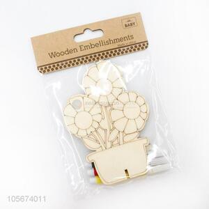 Cute Design Bonsai Pattern Wooden DIY Graffiti Craft Set