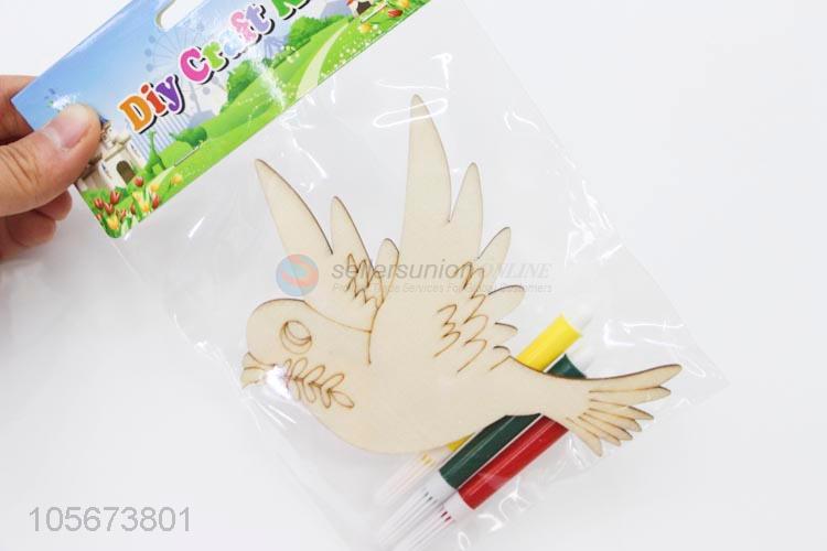 Good Quality Wooden Peace Dove Shape DIY Graffiti Craft Kit