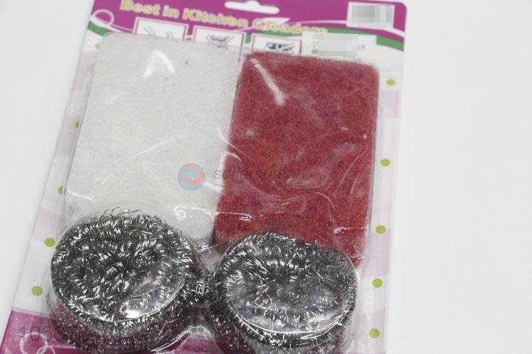 Competitive price stainless steel wire clean ball and scrubbing sponges set