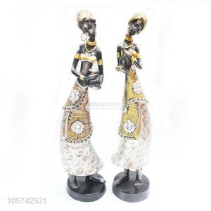 Excellent Quality Beautiful African Woman Sculpture Resin Indoor Decorative Statue