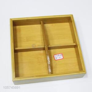 Hot selling 4 grids bamboo serving tray food tray with handles