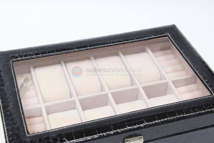 New arrival rectangle multi-grid pu ring jewelry storage box