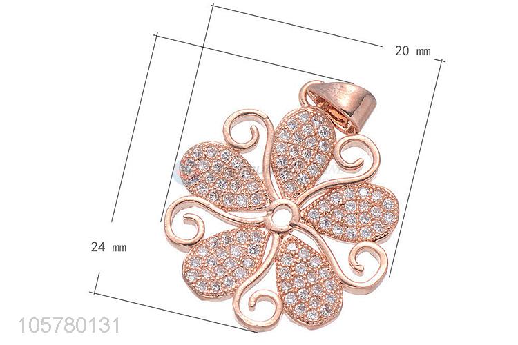 Best Quality Flower Shape Inlay Zircon Pendant Fashion Accessories