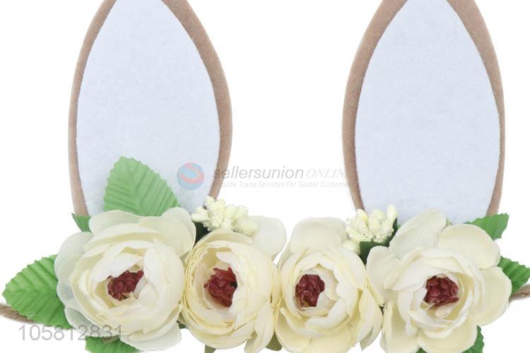 Unique Design Rabbit Ear Simulation Flower Hair Band For Easter