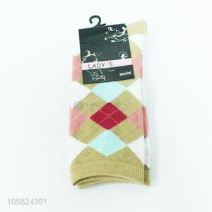 Top sale rhombus pattern winter long socks for women