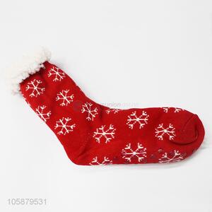 Delicate Design Snowflake Pattern Home Floor Thick Winter Indoor Socks