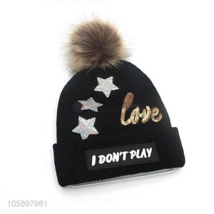 Wholesale Fur Pom Pom Beanie Cap Winter Warm Hat