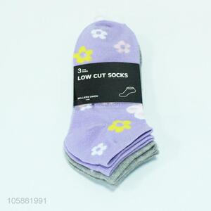 China manufacturer 3pairs ladies low cut socks