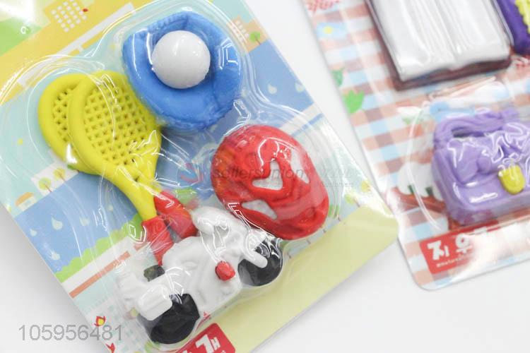 Unique design cheap kids toys cute cartoon eraser set