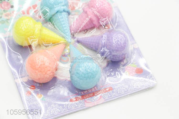 New novelty ice-cream shape soft rubber 3d eraser