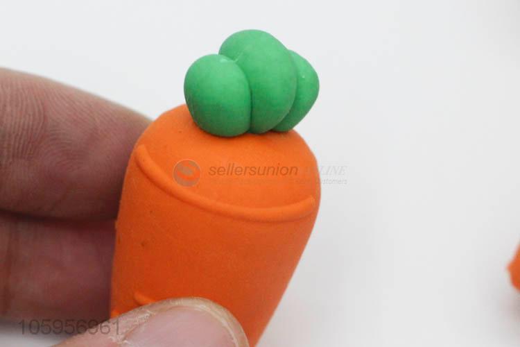 Hot 3d vegetable series mini carrot shaped eraser for student