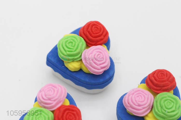 High quality kawaii 3d mini birthday cake pencil eraser