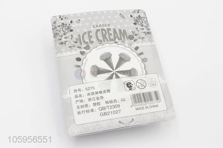 New novelty ice-cream shape soft rubber 3d eraser