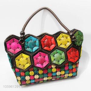 Fashion Design Handmade Woven Colorful Handbag For Ladies