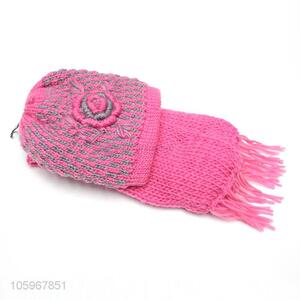 Wholesale customized winter warm knitting hat and scarf set