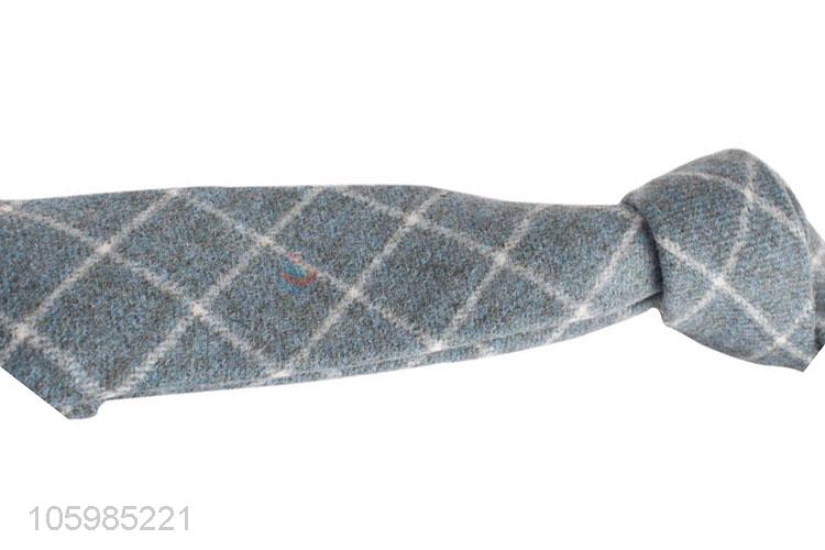 Factory wholesale men's skinny tie plaid wool necktie