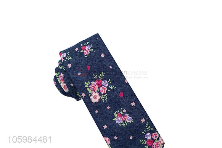 Promotional cheap fashion beautiful floral print skinny neckties