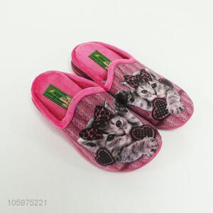 New arrival cat printed flannelette winter slippers for children