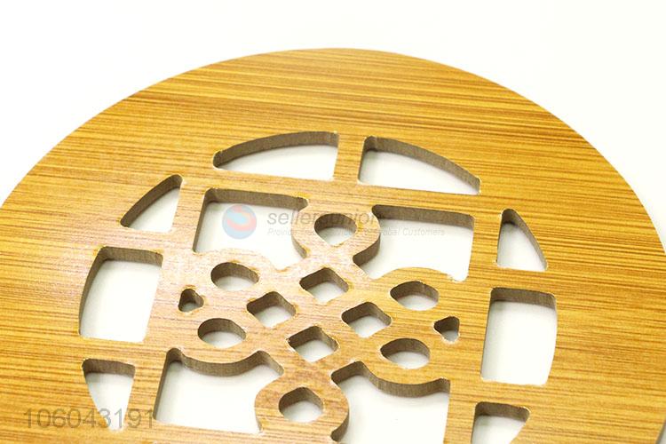 New design kitchen utensils retro round hollow-out bamboo placemat