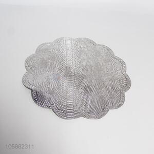 High sales flower shape silver color pvc placemat