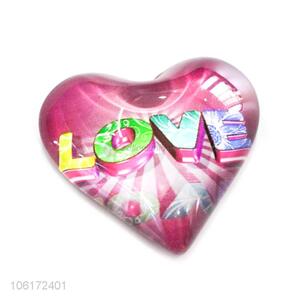 Factory wholesale heart shape glass fridge magnet for souvenir