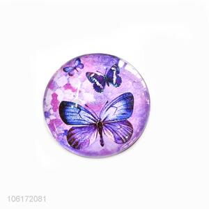 China maker butterfly pattern round glass fridge magnet