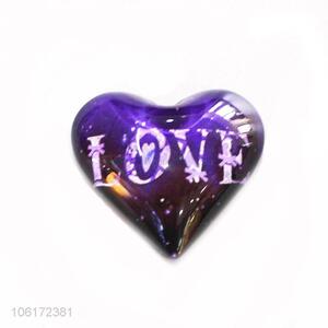 Popular design good gift heart shape glass fridge magnet