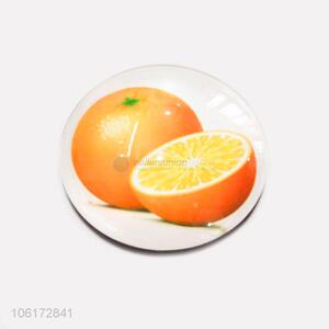 Wholesale custom orange pattern round glass fridge magnet