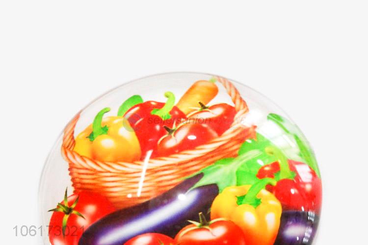 New style vegetables pattern round glass fridge magnet